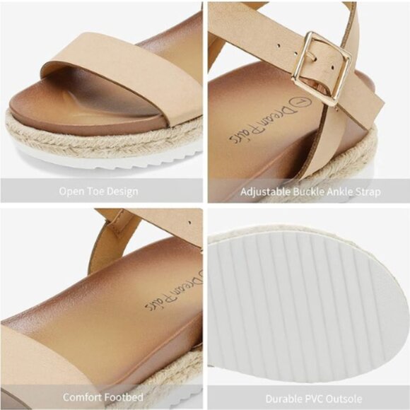 DREAM PAIRS Women’s Open Toe Ankle Strap Espadrille Platform Buckle up Sandal - Picture 3 of 5